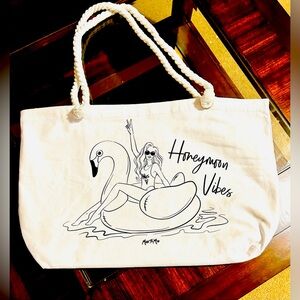 Miss to Mrs .  Honey Moon Vibes large Canvas Tote